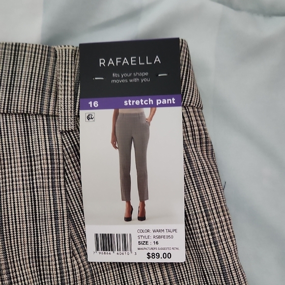 Rafaella Taupe Stripe  Pants Nwt - Picture 2 of 4
